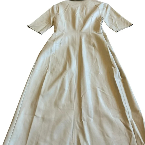Oak + Fort Cream Vegan Faux Leather Wrap Dress Midi Length Size Small Women's - Picture 10 of 13